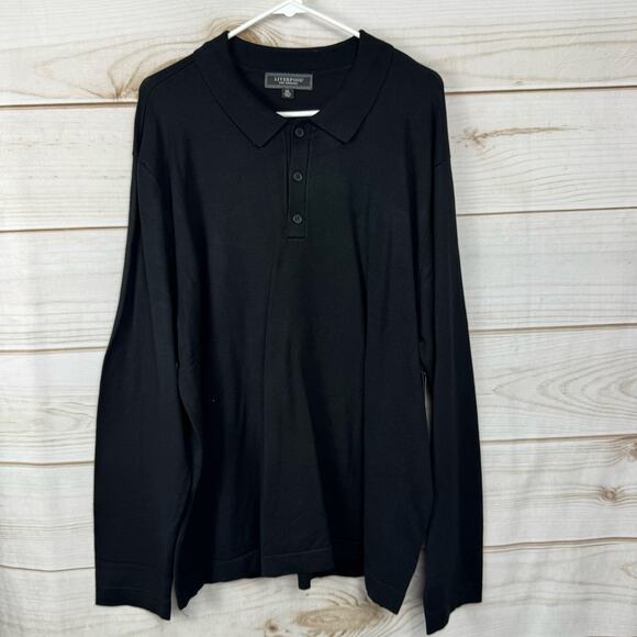 Liverpool Black Long Sleeve Sweater Knit Polo Size XL - Picture 3 of 11